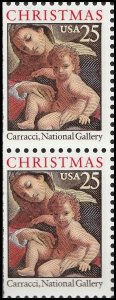 US 2427 Christmas Madonna & Child 25c vert pair MNH 1989