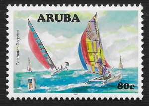 Aruba #309 80c Catamarans Racing Near Bouy ~ MNH