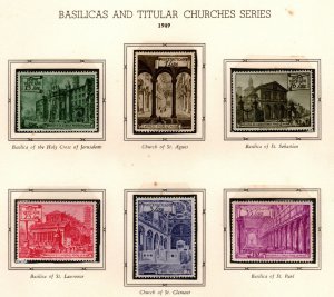 VATICAN Scott 122-131+E11-E12 MH* 1949 Basilica Set Typical toned gum