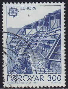 Faroe Islands - 1987 - Scott #156 - used - Europa Nordic House Architecture