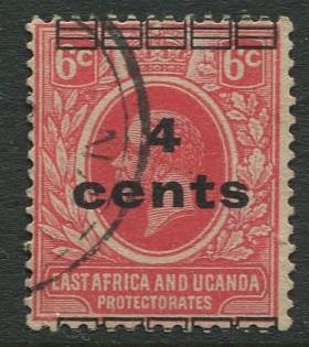 East Africa & Uganda - Scott 62 - KGV Surcharge -1919 - Used - 4c on a 6c Stamp