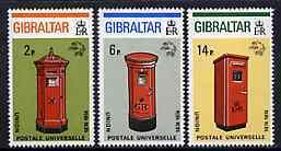 GIBRALTAR - 1974 - UPU Centenary - Perf 3v Set - Mint Never Hinged