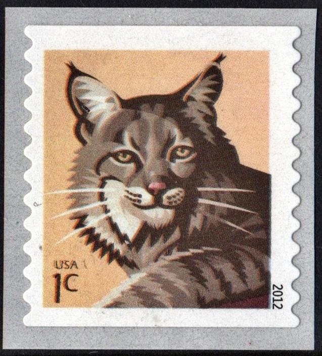 SC#4672 1¢ Bobcat Coil Single (2012) SA