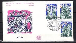 Monaco, Scott cat. 1354-1356. Religious Christmas issue. First day cover. ^