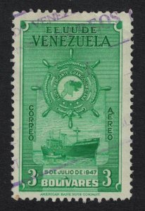 Venezuela Colombia Merchant Marine 3B KEY VALUE Violet2 1948 Canc SC#C269