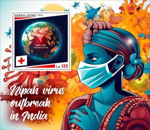 SIERRA LEONE - 2023 - Nipah Virus in India - Perf Souv Sheet - Mint Never Hinged