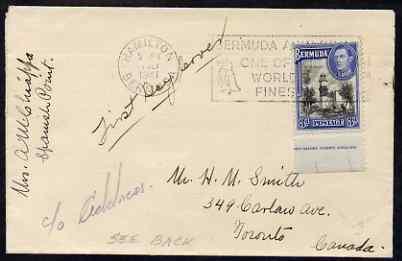 Bermuda 1938-52 KG6 Lighthouse 3d on 1941 FDC with Red X ...