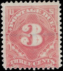 VEGAS - 1895-97 3c Postage Due Stamp - Sc# J40 - Mint - No Gum - Rose Red Color