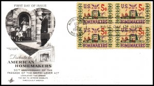 US 1253 Homemakers Block of Four Artcraft Pencil FDC