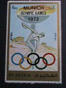 FUJEIRA-1972-OLYMPIC GAMES MUNICH'72 CTO S/S FANCY CANCEL VERY FINE