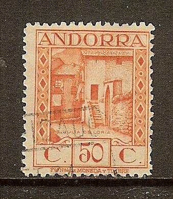 Andorra - Spanish Admin, Scott #21, 50c St Julia de Loria, Used