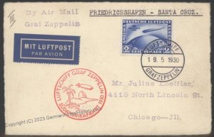 Germany 1930 Graf Zeppelin SAF Si57B 2RM Santa Cruz Tenerife Bordpost Flo 103425