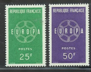 France Scott 929-30 MNHOG - 1959 EUROPA Issue - SCV $1.40