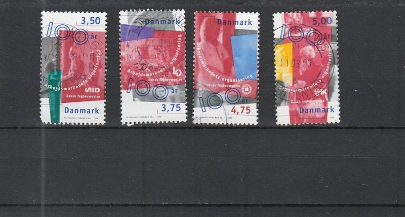 Denmark  Scott#  1086-1089  Used  (1998 Danish Confederation of Trade Unions