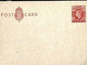 GB KGVI POSTAL STATIONERY RARITY 1d Carmine Postcard Huggins CP97 1940 E78b