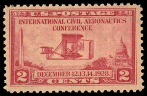 US Sc 649 MLH - 1928 2¢ - Intn'l Civil Aeronautics Conf.