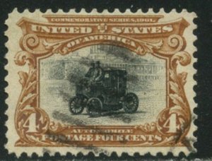 US Sc#296 1901 4c Electric Automobile Pan-American F-VF & Sound Used