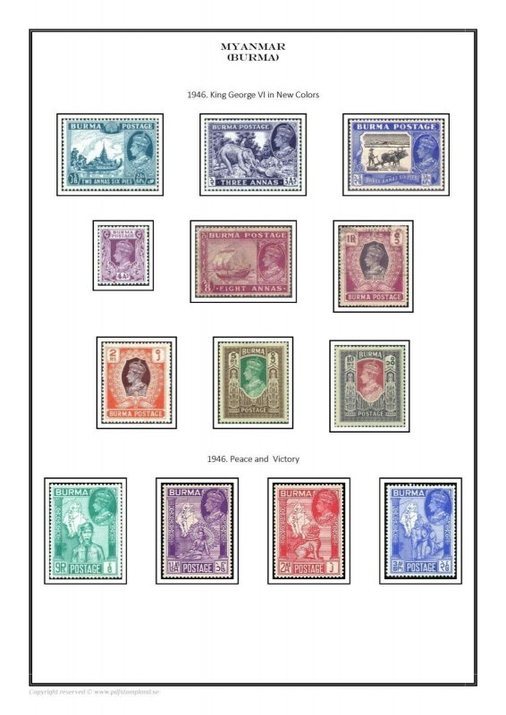 Myanmar (Burma) 1937 - 2021 PDF (DIGITAL) STAMP ALBUM PAGES