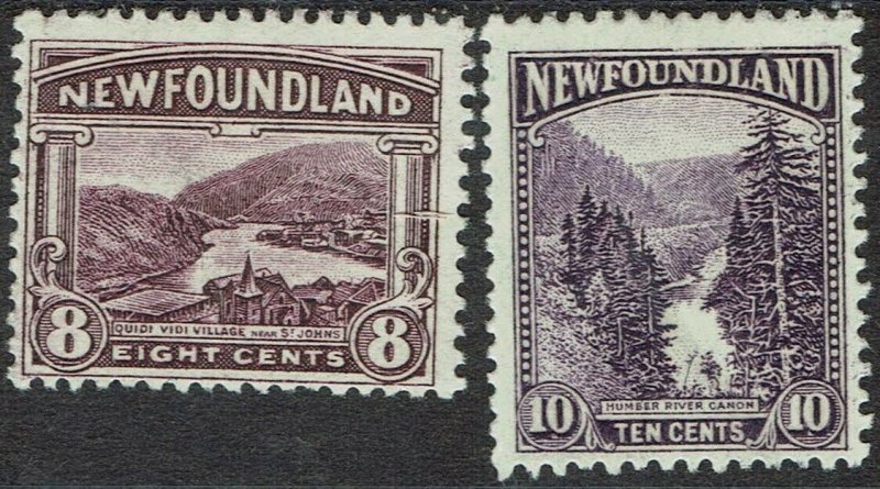 NEWFOUNDLAND 1923 PICTORIAL 8C AND 10C