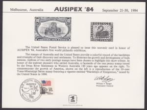 US SC97 AUSPIEX 84 Souvenir Card with show cancel