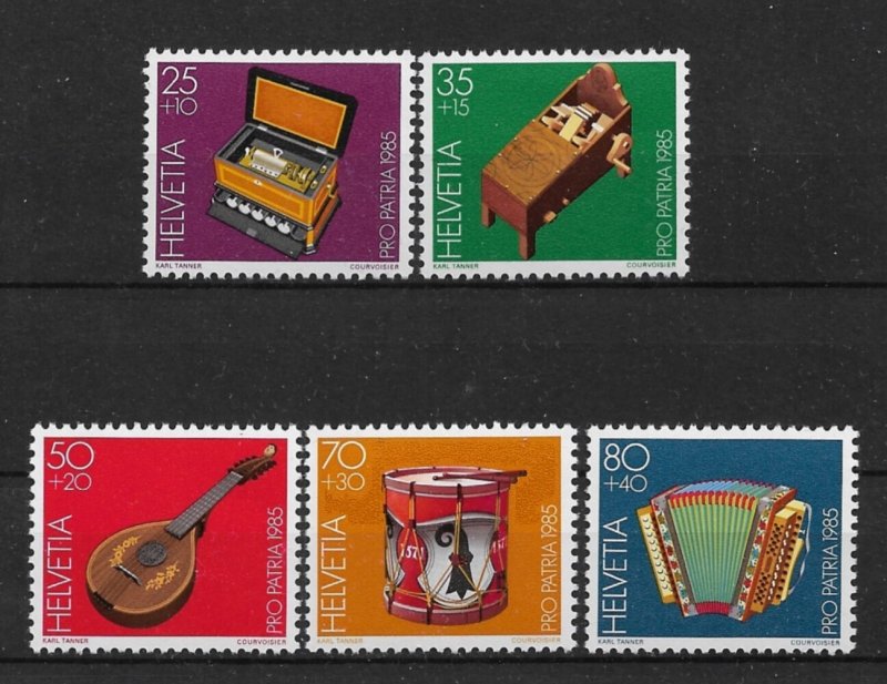 1985 Switzerland B513-B517 complete Musical Instruments set of 5 MNH
