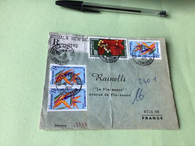 Doula New Bell to Nice France registered stamps cover Ref 21423