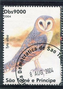 Sao Tome & Principe 2004 BIRD OWL 1 value Perforated Fine Used