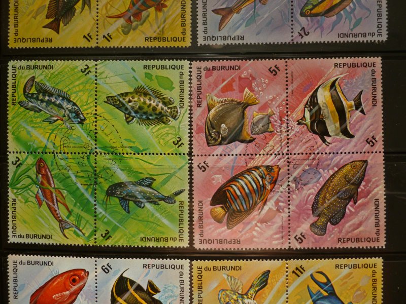 1974 Burundi SC #449-454 ,#C207-212 Fish Gold+Black font #11