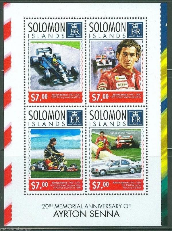 SOLOMON ISLANDS 20th MEMORIAL OF AYRTON SENNA  SHEET MINT NH