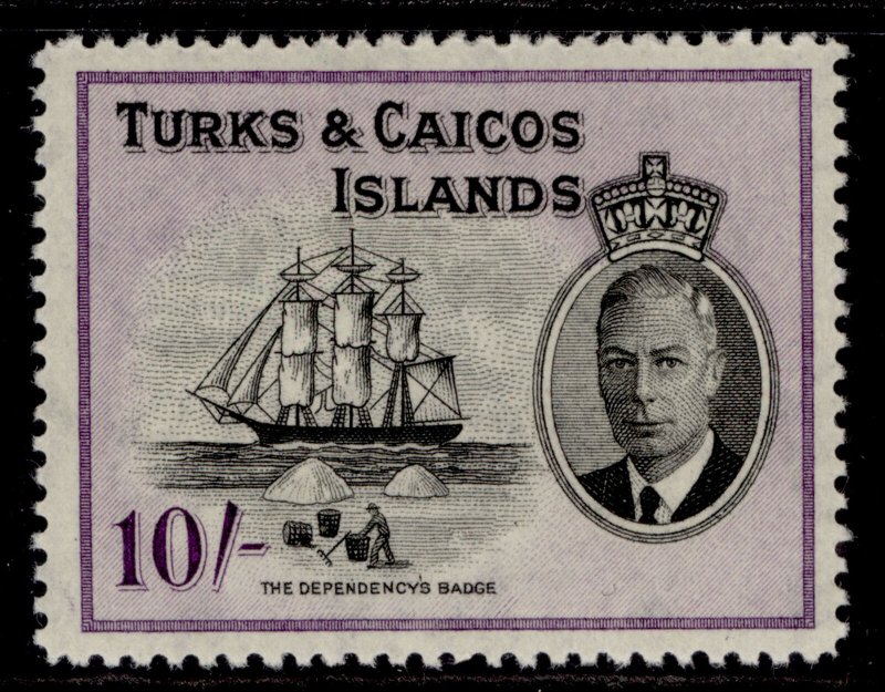 TURKS & CAICOS ISLANDS GVI SG233, 10s black & violet, M MINT. Cat £28.