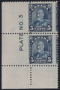 Canada 170 - 5c Scarce Misperf Error / EFO Pl# Pair KGV Leaf Issue MNH/LH/H Read