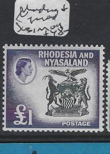 RHODESIA AND NYASALAND   (P2812BB)  QEII LI ARMS SG 31  MOG