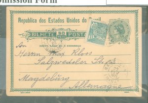 Brazil  1921, 100R + 50R stamp from Barbaiena, scarce card