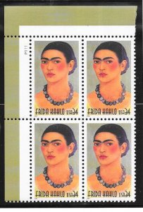 US#3521  34c  Frida Kahlo Plate Block of 4 (MNH)CV $3.25