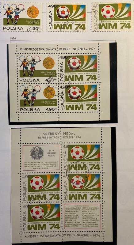 Poland 1974 World Cup Football WM 74 sport set + 2 sheets used 