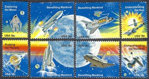 United States #1912-19 18¢ Space Achievement (1981). Eight singles. MNH