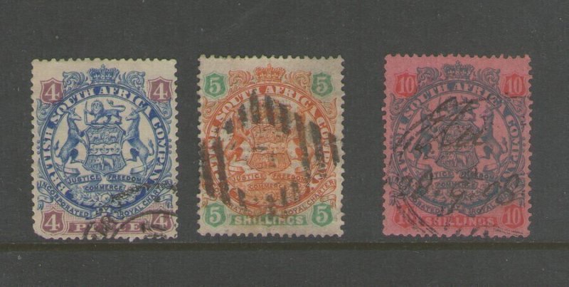 Rhodesia 1896 Sc 30,38-9 FU