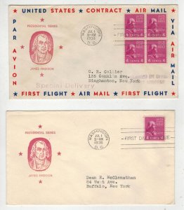 1938 PRESIDENTIAL SERIES JAMES MADISON SET OF 2 HOLLAND VARIETIES INC AIR BORDER