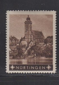 German Tourism Advertising Stamp- Cities, Towns & Landmarks Nürtingen Church MNH