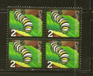 Canada Caterpillar 2 Cent Issue Block of 4 MNH