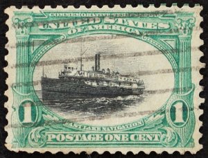 U.S. Used Stamp Scott #294 1c Pan-American. EFO: Fast Ship Vignette Shift