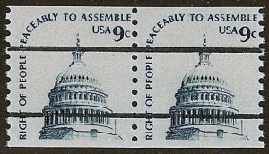 1616b - 9c Untagged Bureau Precancel Capitol Pair Shiny Gum Mint NH