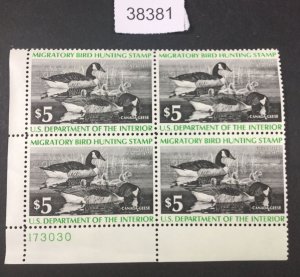 MOMEN: US STAMPS #RW43 DUCK MINT OG NH  PLATE BLOCK LOT #38381