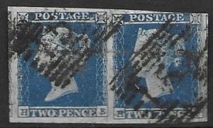 GB 4  1841  two pence pair   ( One XF large margins)