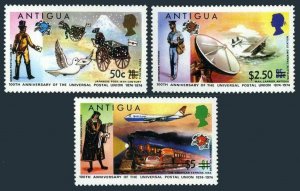 Antigua 365-367,MNH.Michel 355-357. UPU-100,new value 1975.Transport,Pigeon,Ship