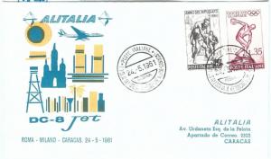 70954 - ITALY - Postal History - FIRST FLIGHT:  Roma /  Caracas  1961 # 438 EM