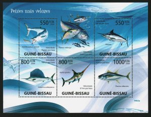 Guinea-Bissau MNH S/S Game Fish 2009 6 Stamps