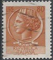 Italy #998N (used) 80 lire Italia, brn org (16x19½-20mm) (1968)