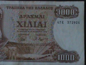 ​GREECE-KINGDOM-1970-BANK OF GREECE-$1000 DRACHMAI-.CIR-VF-54 YEARS OLD