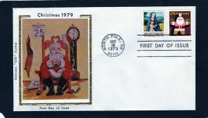 1800-1799 Christmas, FDC pair Colorano Silk